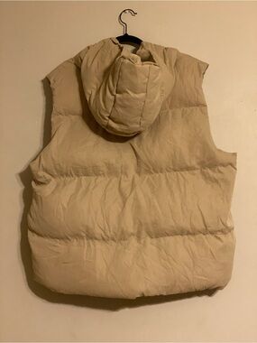 2XL Beige Hooded Puffer Vest